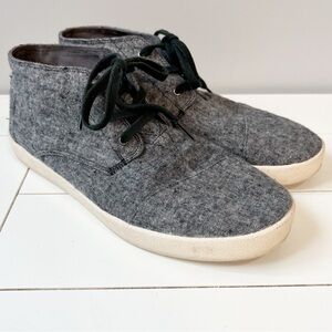 Tom's Paseo Mid Fabric Lace Up Sneaker Grey 9.5